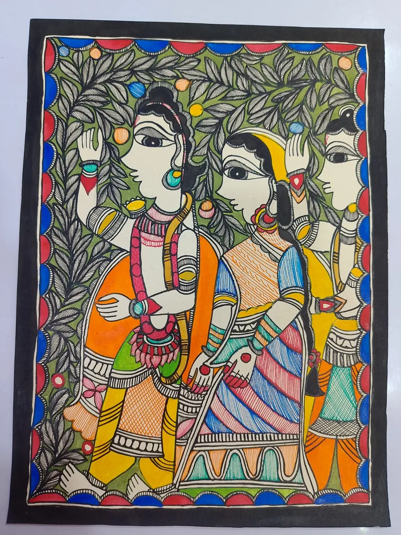 Lord Ram, Sita, and Lakshman during their vanvas/exile in the forest.