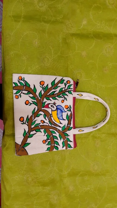 Pure canvas cotton small bag Mithila Panting Art