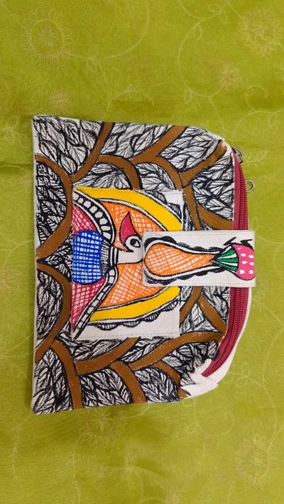 Pure canvas cotton small bag Mithila Panting Art