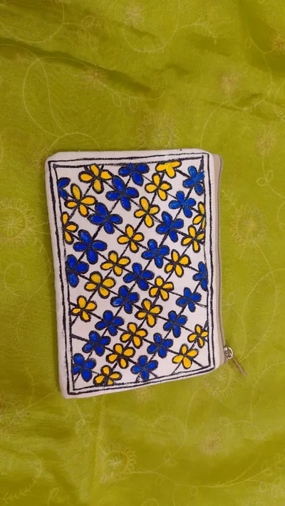 Pure canvas cotton small purse bag Mithila Panting Art