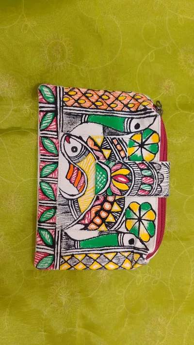 Pure canvas cotton small bag Mithila Panting Art
