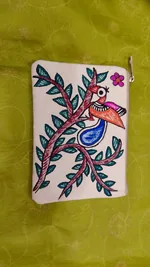Pure canvas cotton small purse bag Mithila Panting Art thumbnail