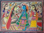 Krishna playing the flute surrounded by gopis thumbnail
